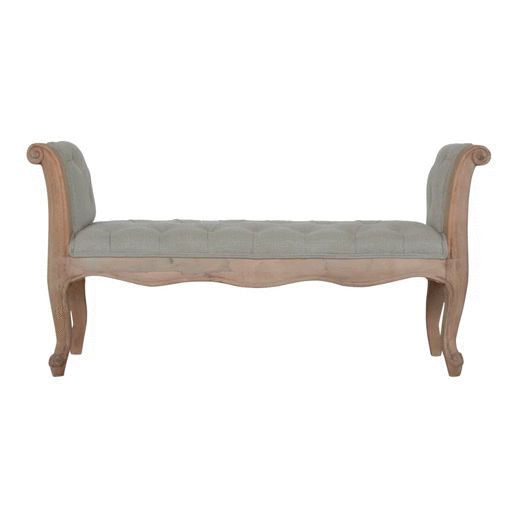 Carved French Style Mud Linen Bench - Image 10