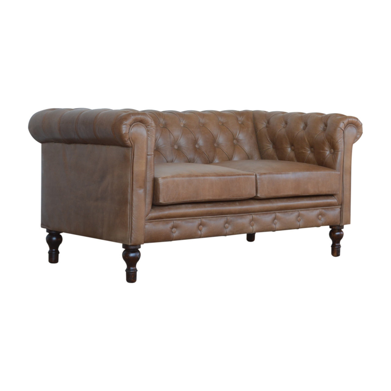 bulk Brown Leather Double Seater Chesterfield Sofa for resale