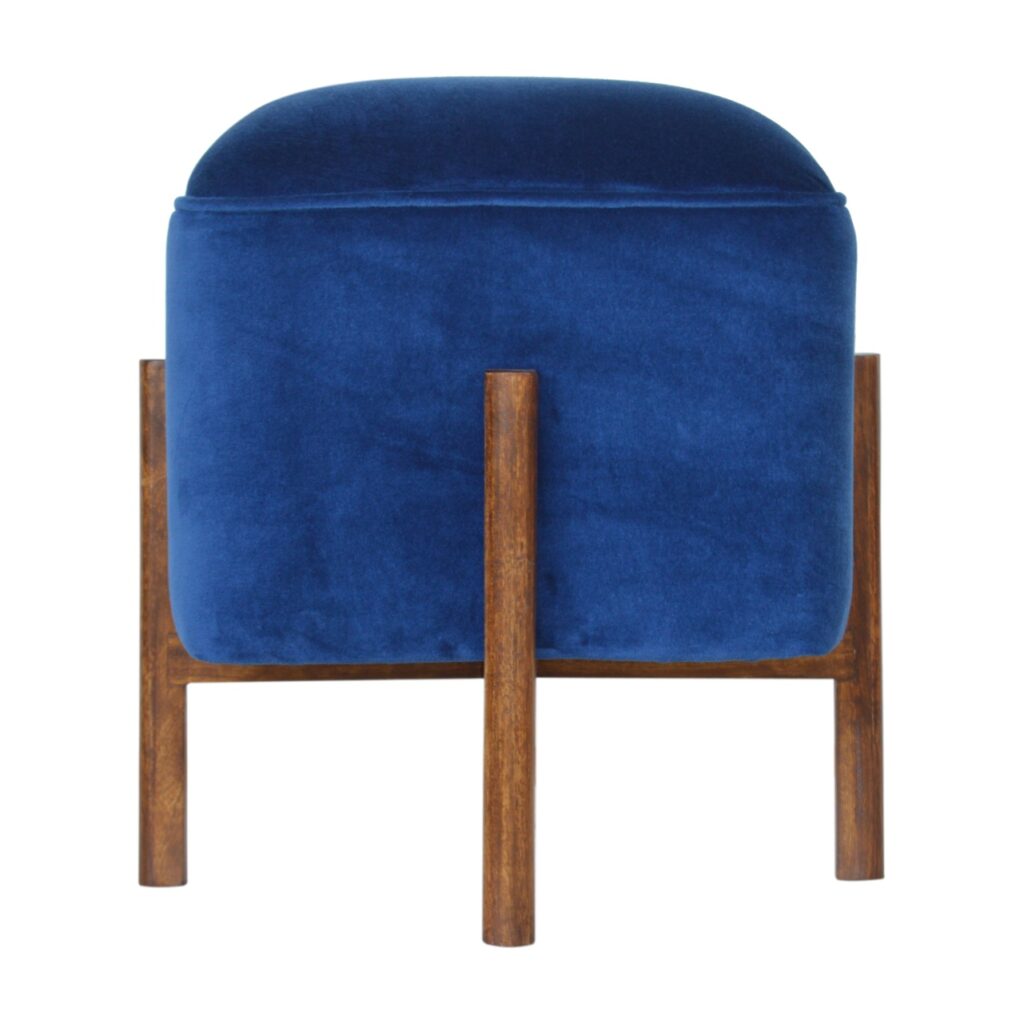 Canada Solid Wood Royal Blue Velvet Stool Suppliers
