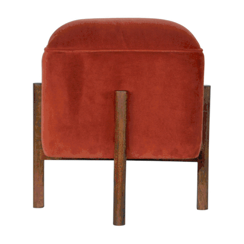 bulk Brick Red Velvet Footstool with Solid Wood Legs for resale