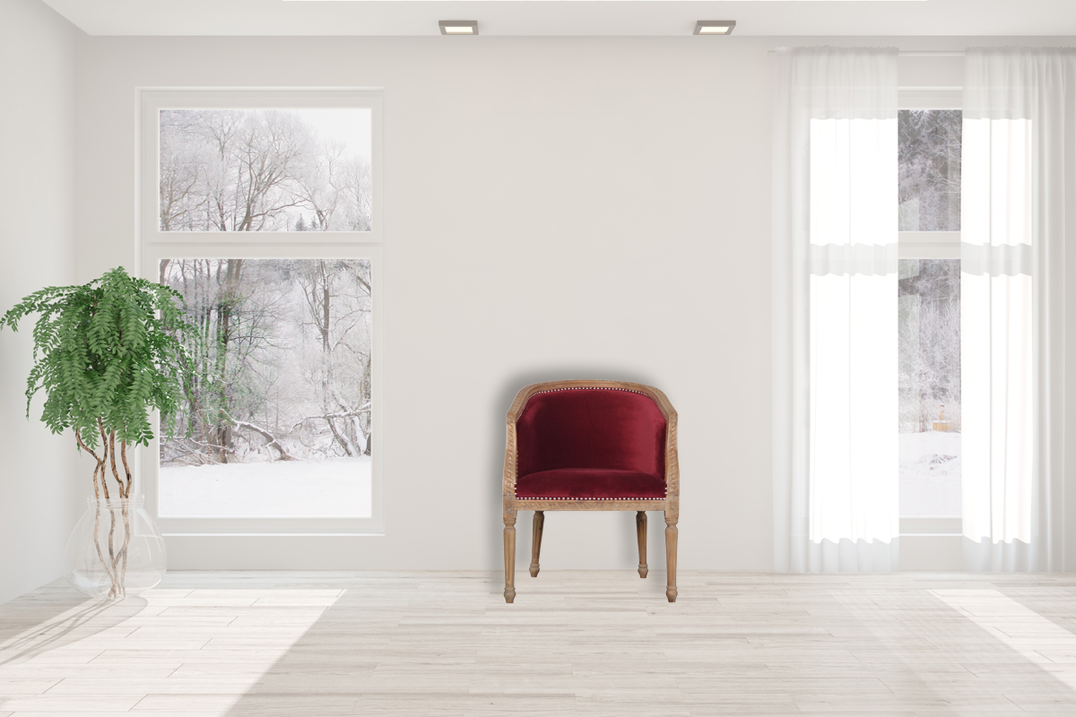 Canada Wine Red Velvet Occasional Chair Suppliers