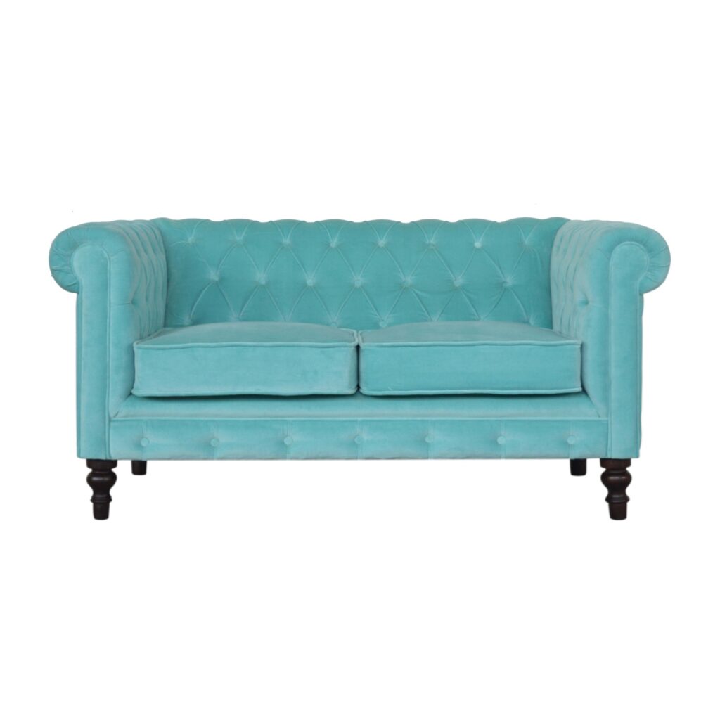 Canada Aqua Velvet Chesterfield Sofa Suppliers