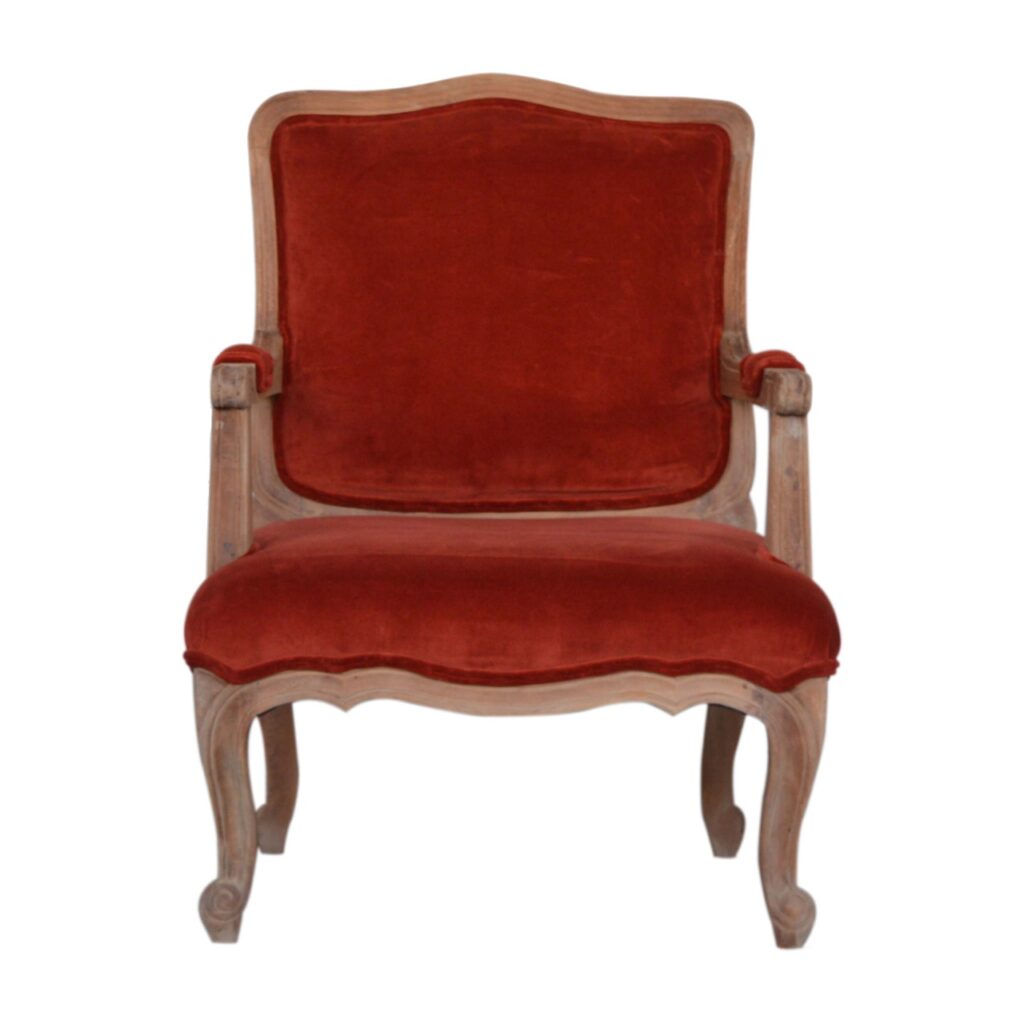Canada Brick Red Velvet French Style Chair Suppliers