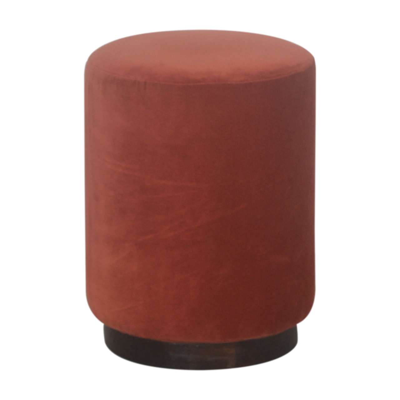 wholesale Brick Red Velvet Footstool with Wooden Base for resale