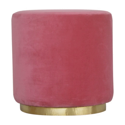 bulk Large Pink Velvet Footstool with Gold Base for resale