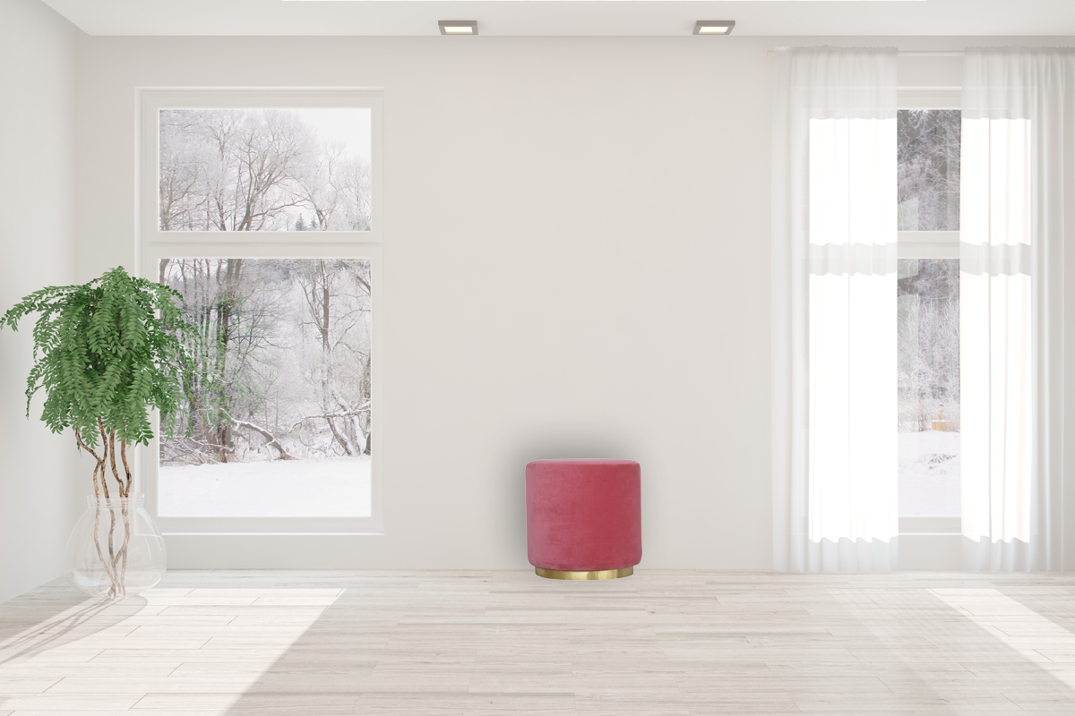 Large Pink Footstool with Gold Base - Image 10