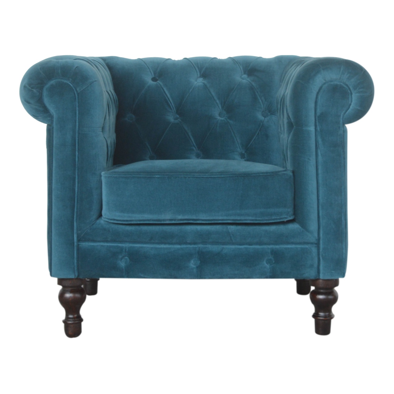 Canada Teal Velvet Chesterfield Armchair Suppliers