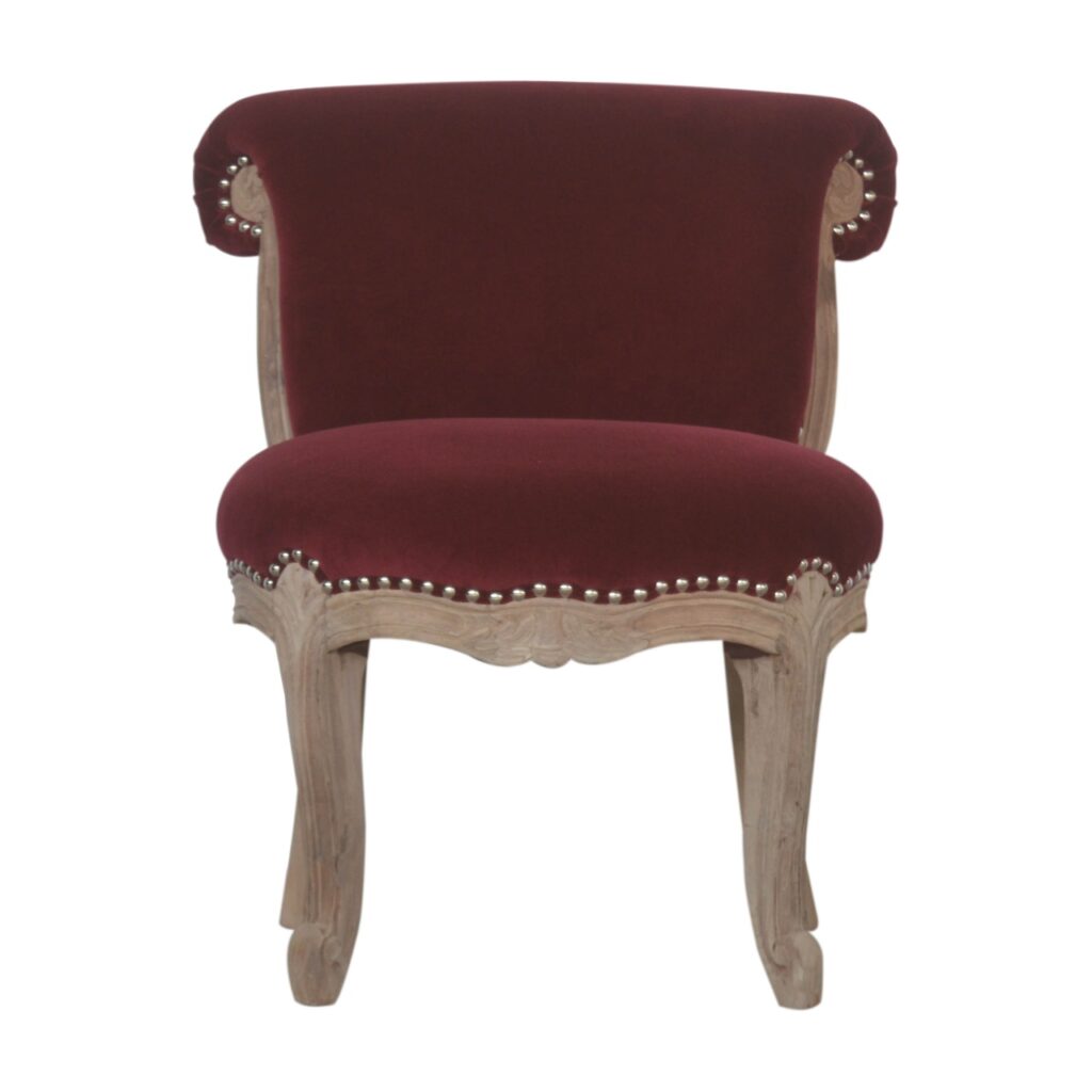 Canada Wine Red Velvet Studded Chair Suppliers