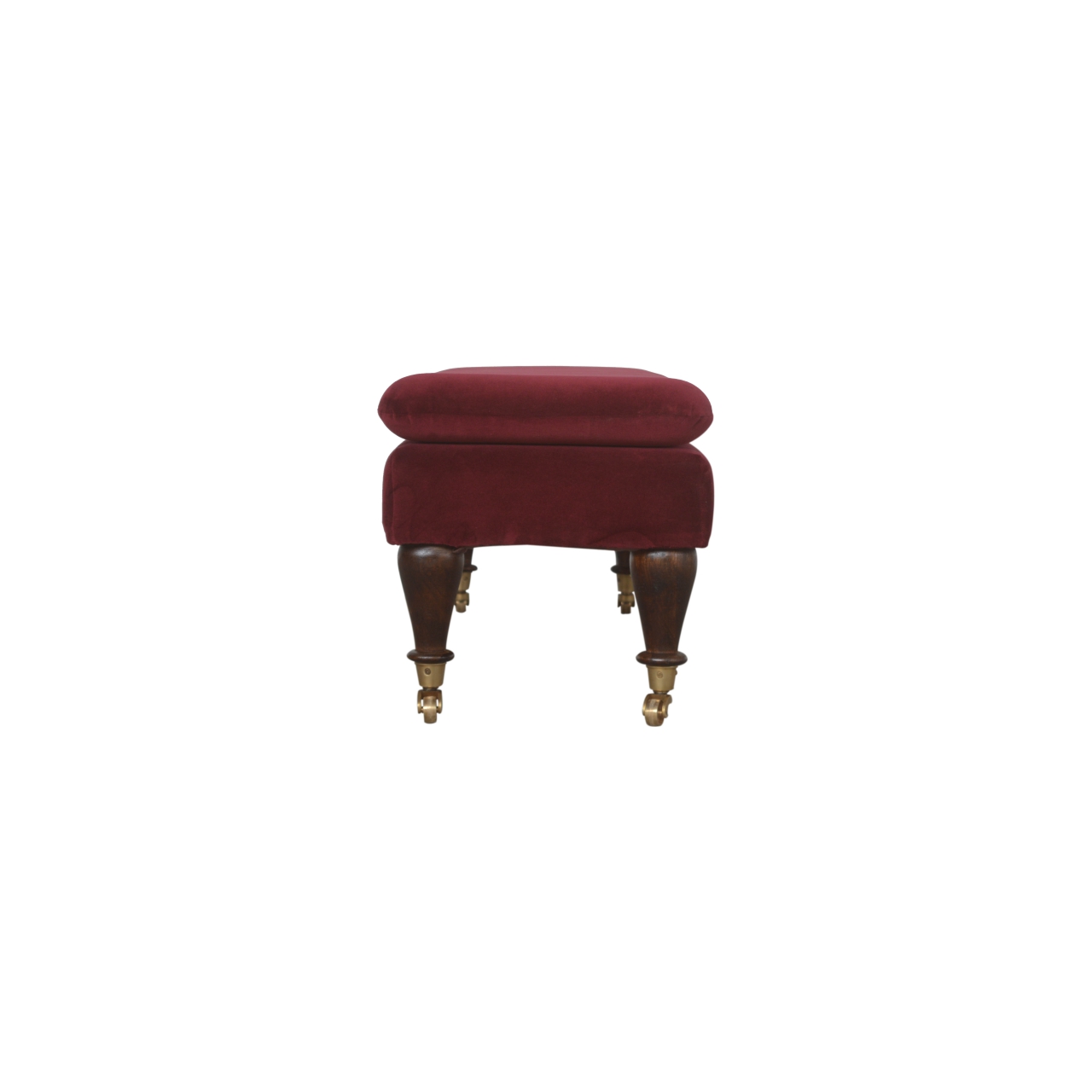 Wine Red Velvet Castor Bench - Image 8