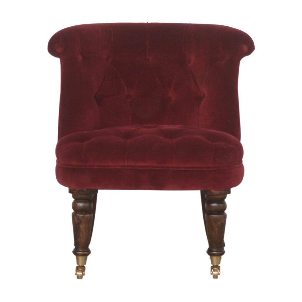 Canada Wine Red Velvet Accent Chair Suppliers
