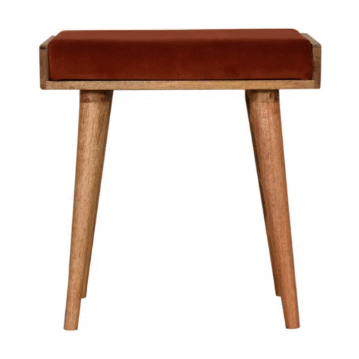 Brick Red Velvet Tray Style Footstool for wholesale