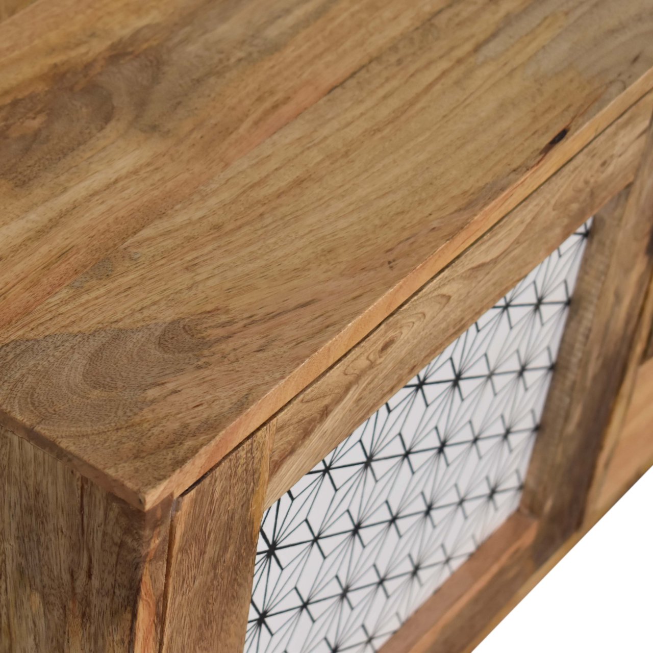 Geometric Screen Printed Cabinet with Drawers for resell