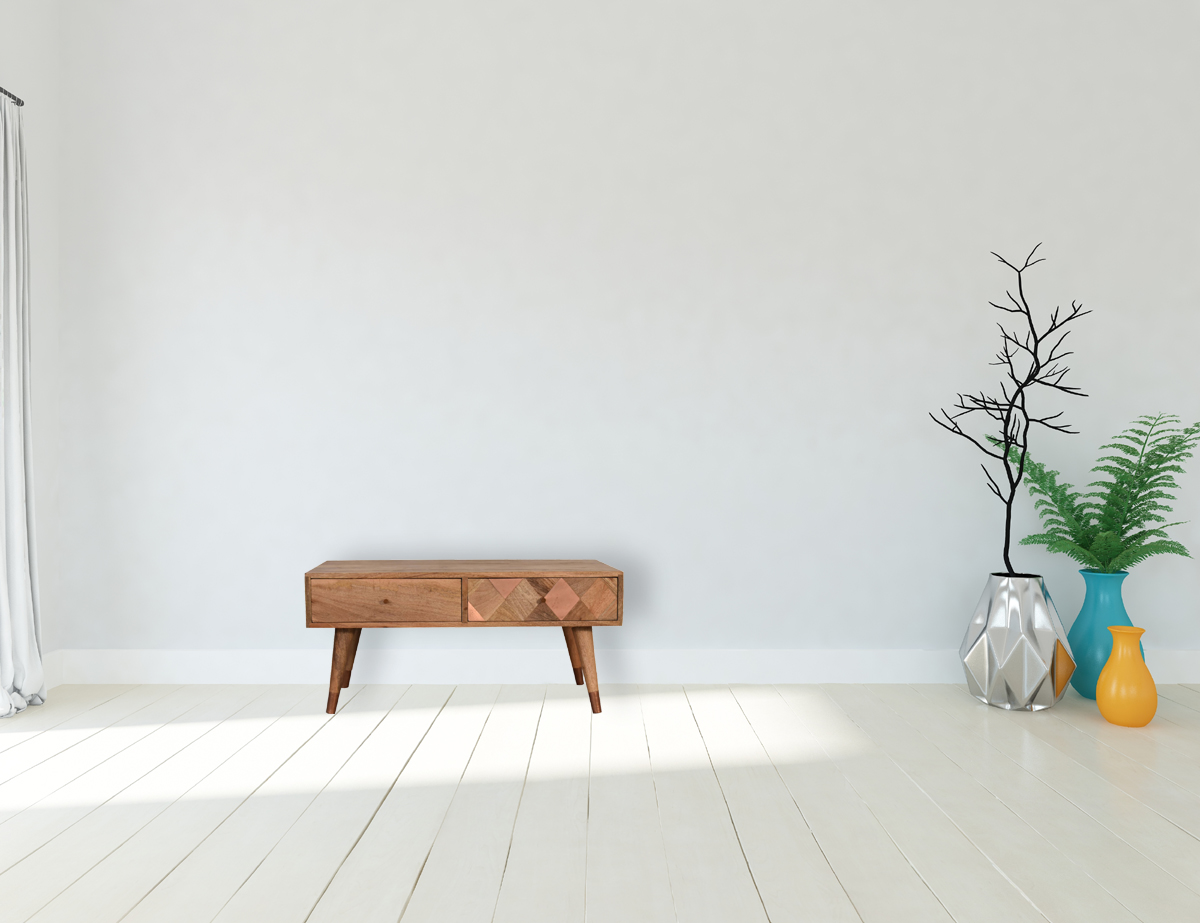 Canada Oak-ish Copper Inlay Coffee Table Suppliers