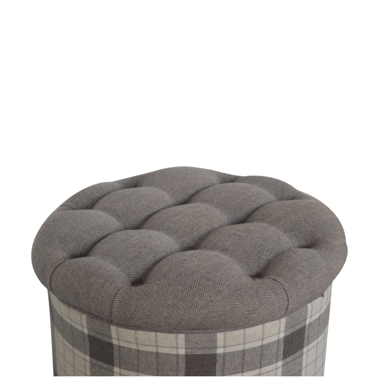 IN1668 - Deep Button Round Checked Footstool for wholesale