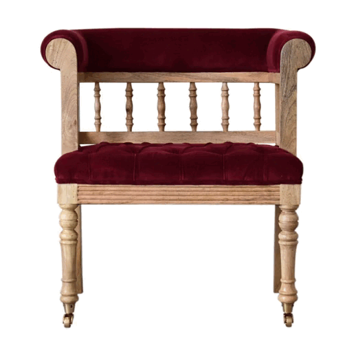 Wine Red Mini Deep Button Bench - Image 10