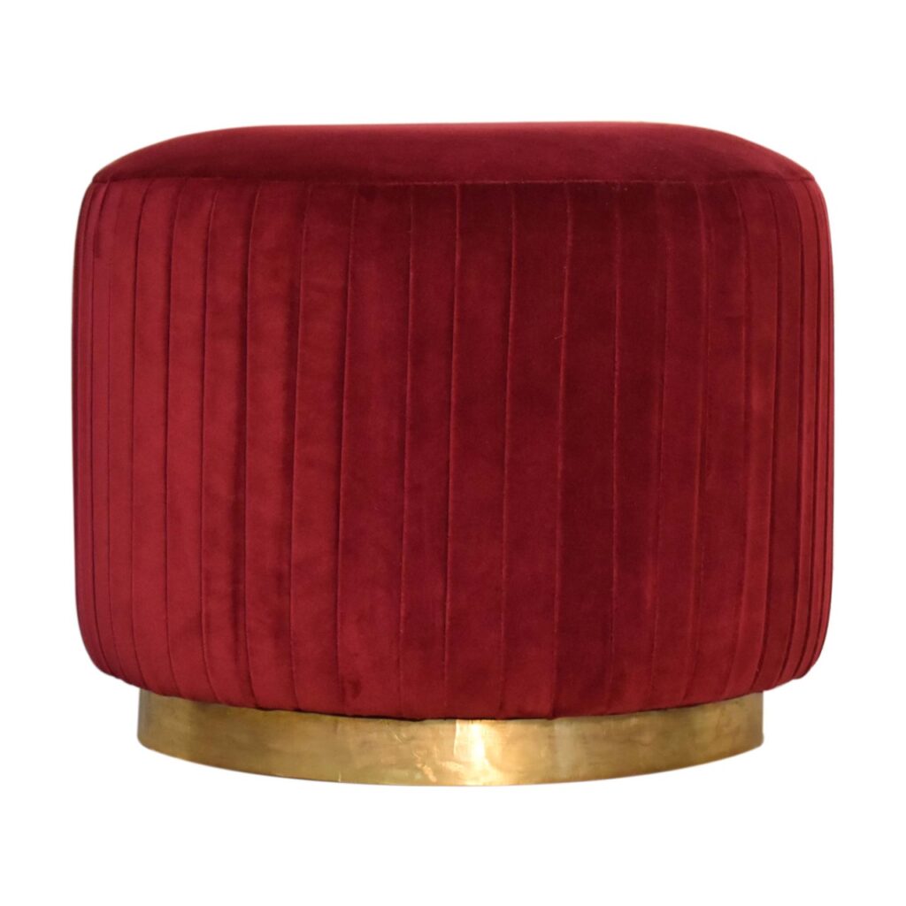 Canada Wine Velvet Pleated Footstool Suppliers