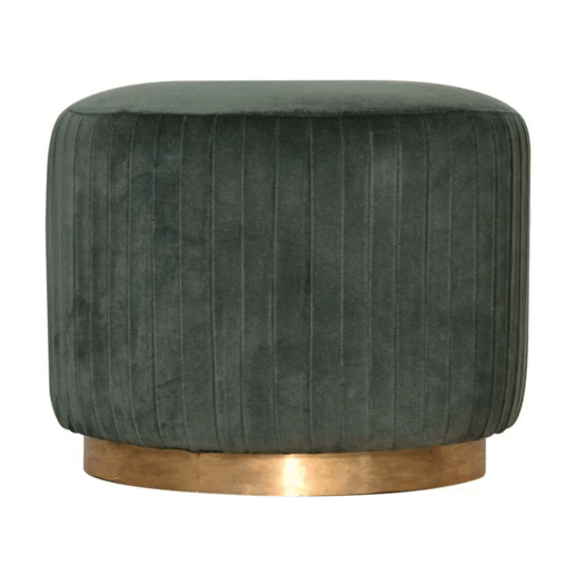 Canada Emerald Velvet Pleated Footstool Suppliers