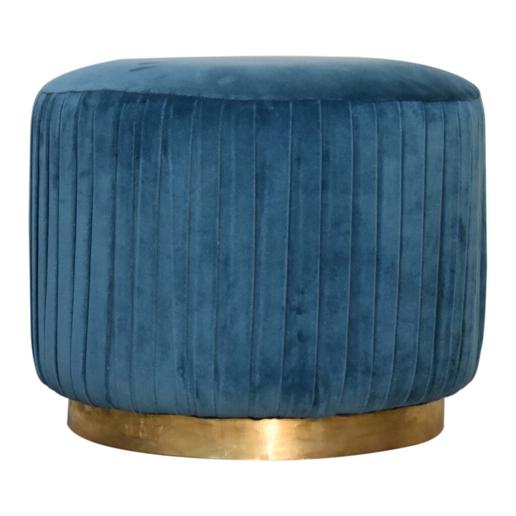 Canada Teal Velvet Pleated Footstool Suppliers