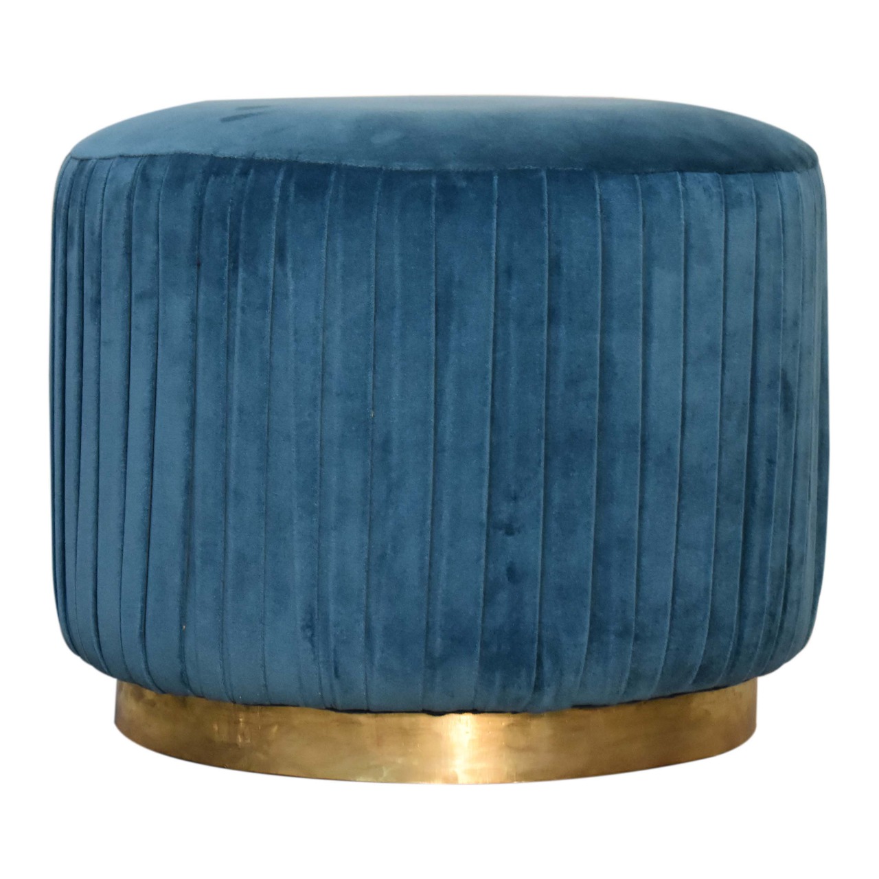 Canada Teal Velvet Pleated Footstool Suppliers