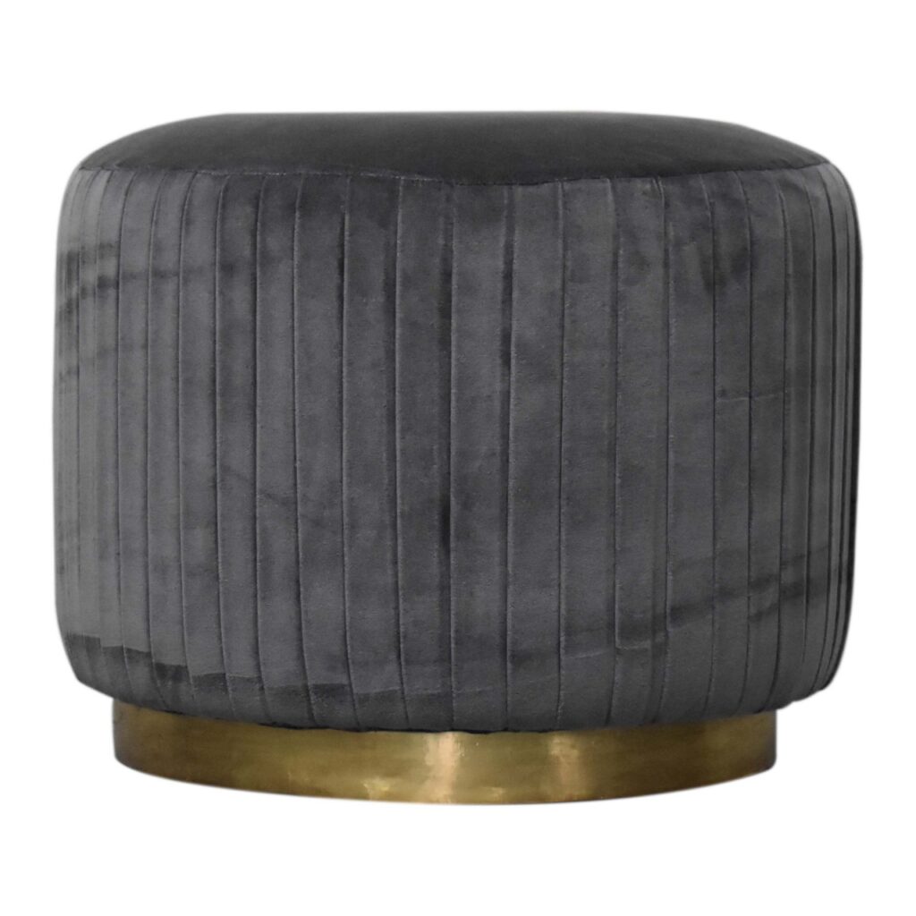 Canada Grey Velvet Pleated Footstool Suppliers