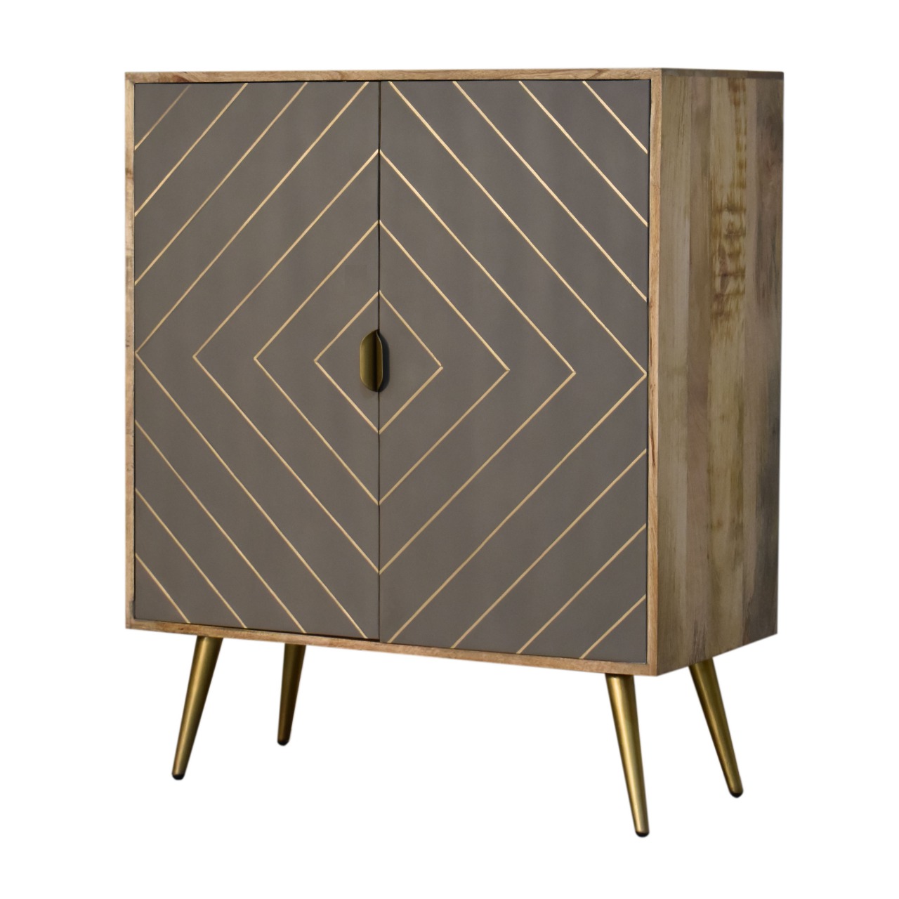 wholesale Sleek Cement Brass Inlay Cabinet for resale