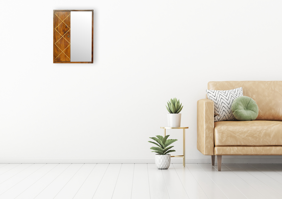 Sliding Brass Wall Mirror Cabinet - Image 10