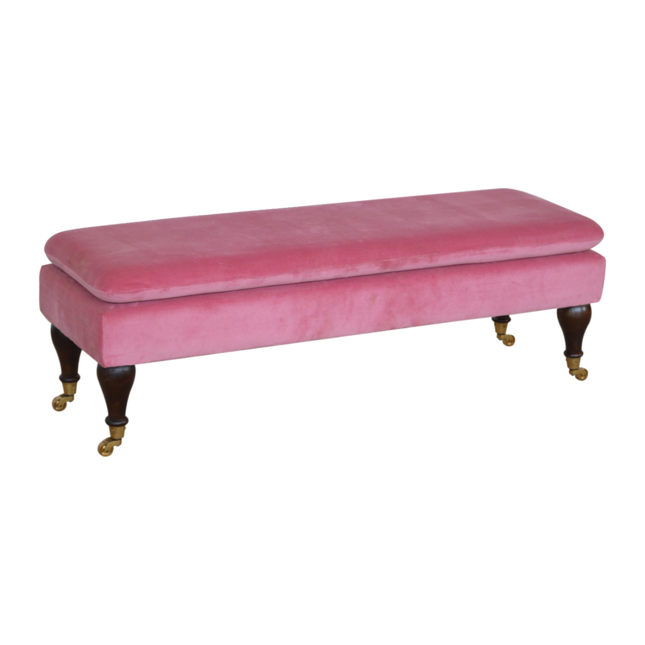 Pink Velvet Castor Bench - Image 2