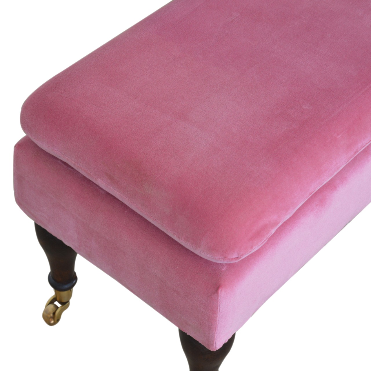 Pink Velvet Castor Bench - Image 4