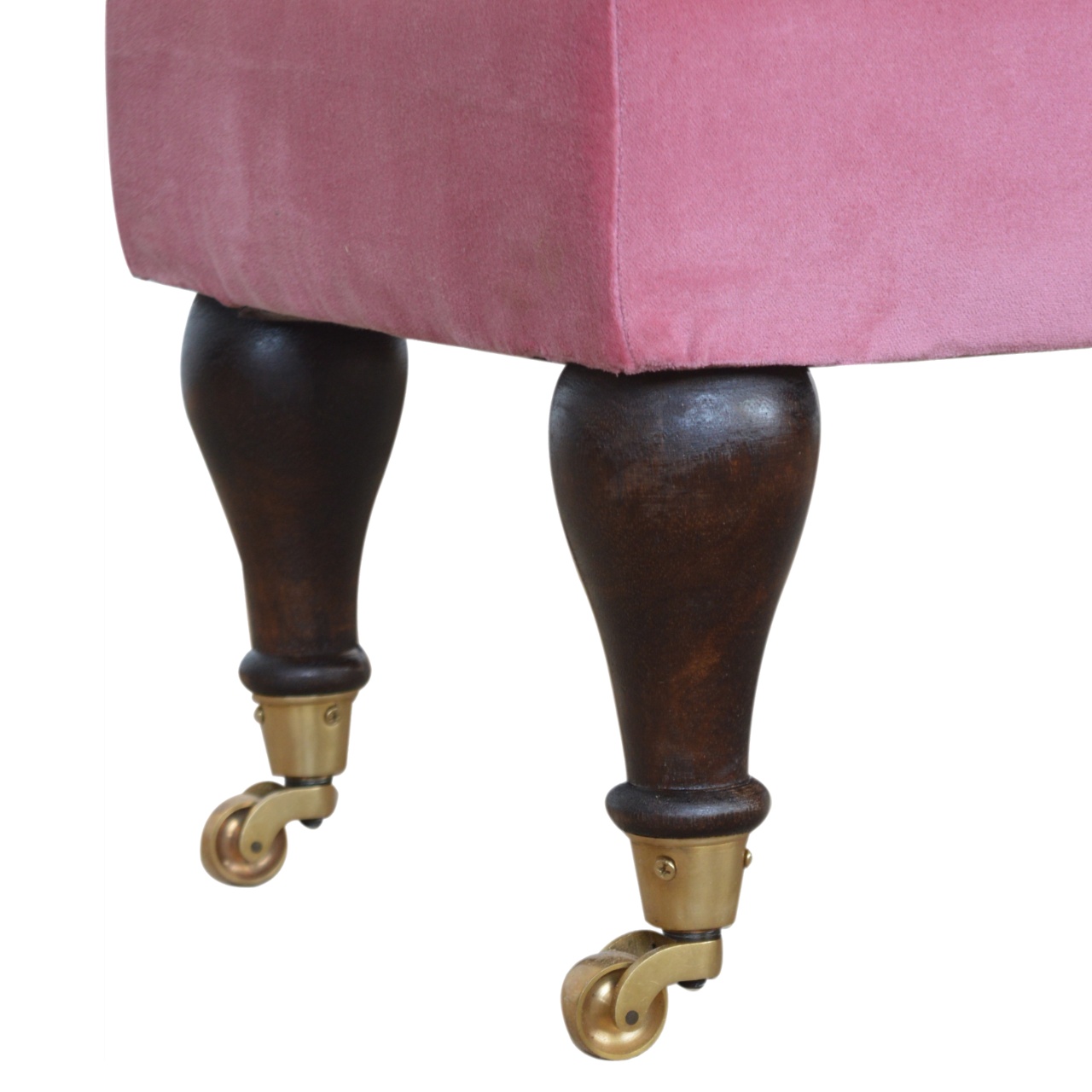 Pink Velvet Castor Bench - Image 6