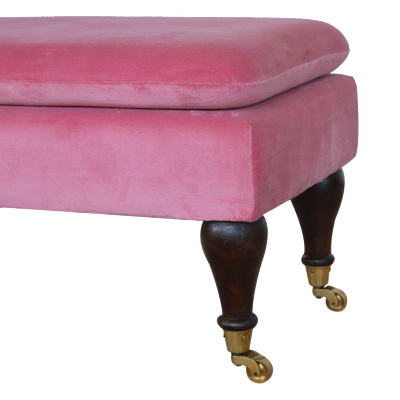Pink Velvet Castor Bench - Image 7