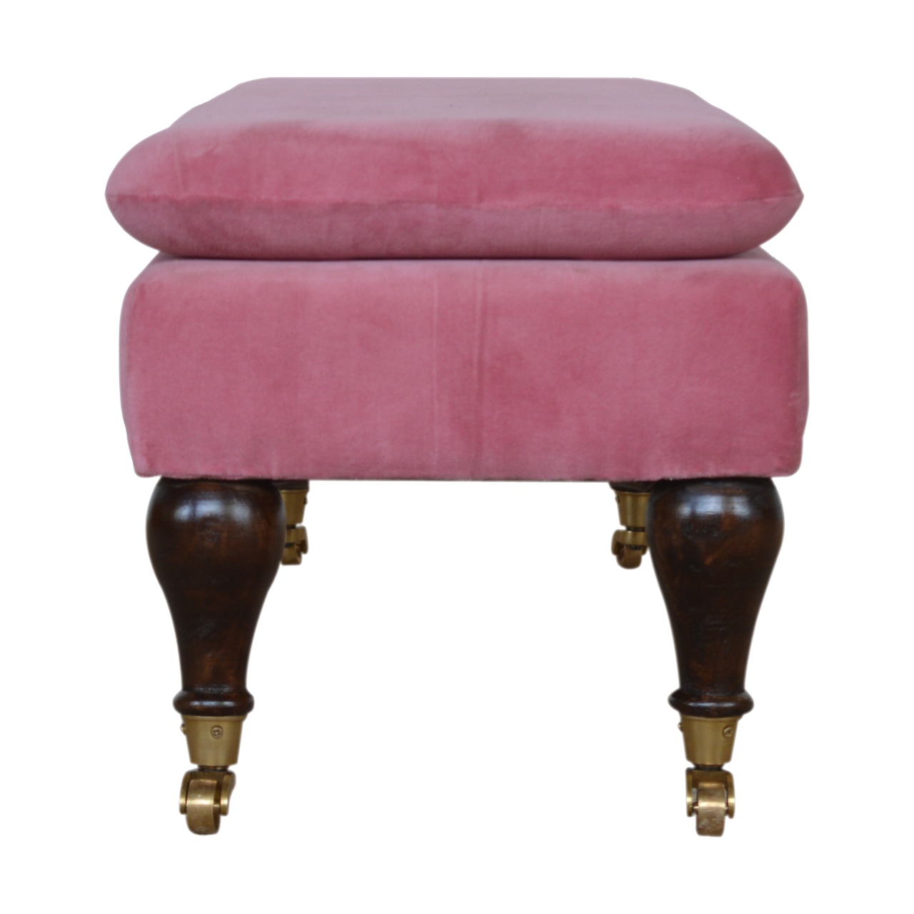 Pink Velvet Castor Bench - Image 9