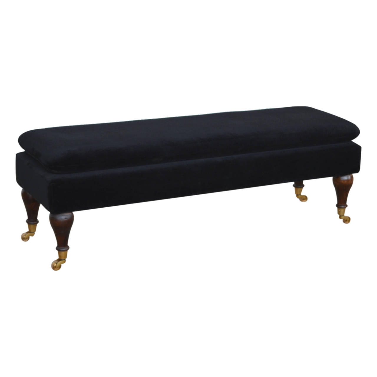 Black Velvet Castor Bench - Image 3