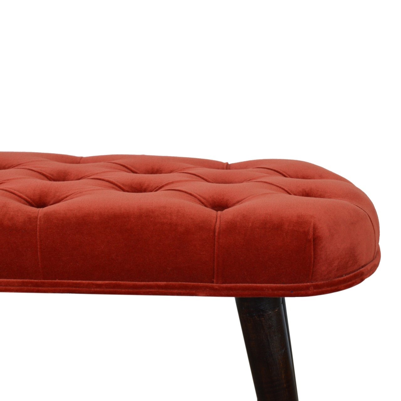Brick Red Cotton Velvet Deep Button Bench for resell