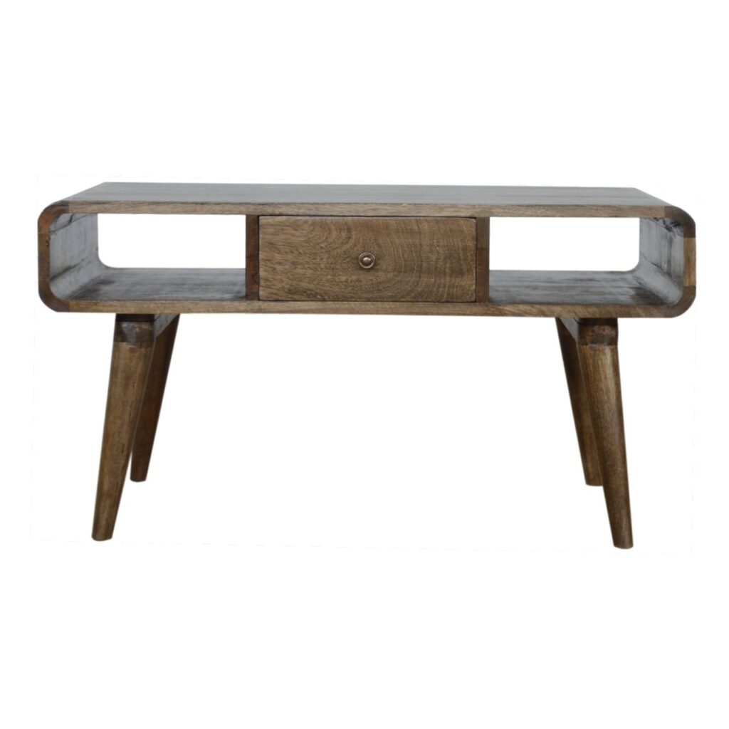 Canada Curved Grey Washed Coffee Table Suppliers