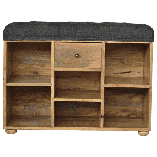 Black Tweed 1 Drawer Bench - Image 10
