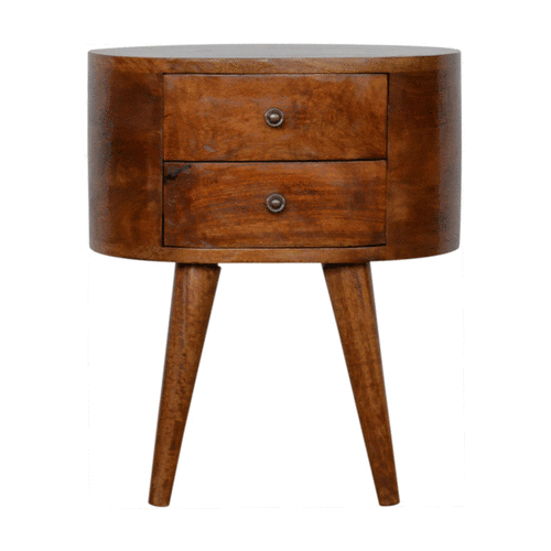 Chestnut Rounded Nightstand Table - Image 10