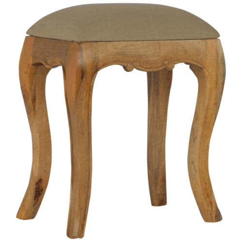 French Style Stool with Mud Linen Seat Pad for resell