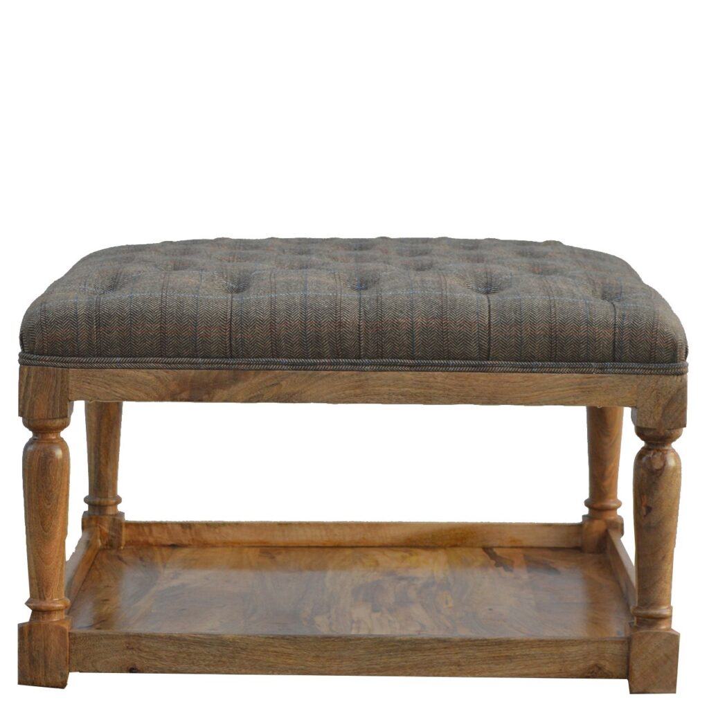 Canada Multi Tweed Footstool with Shelf Suppliers