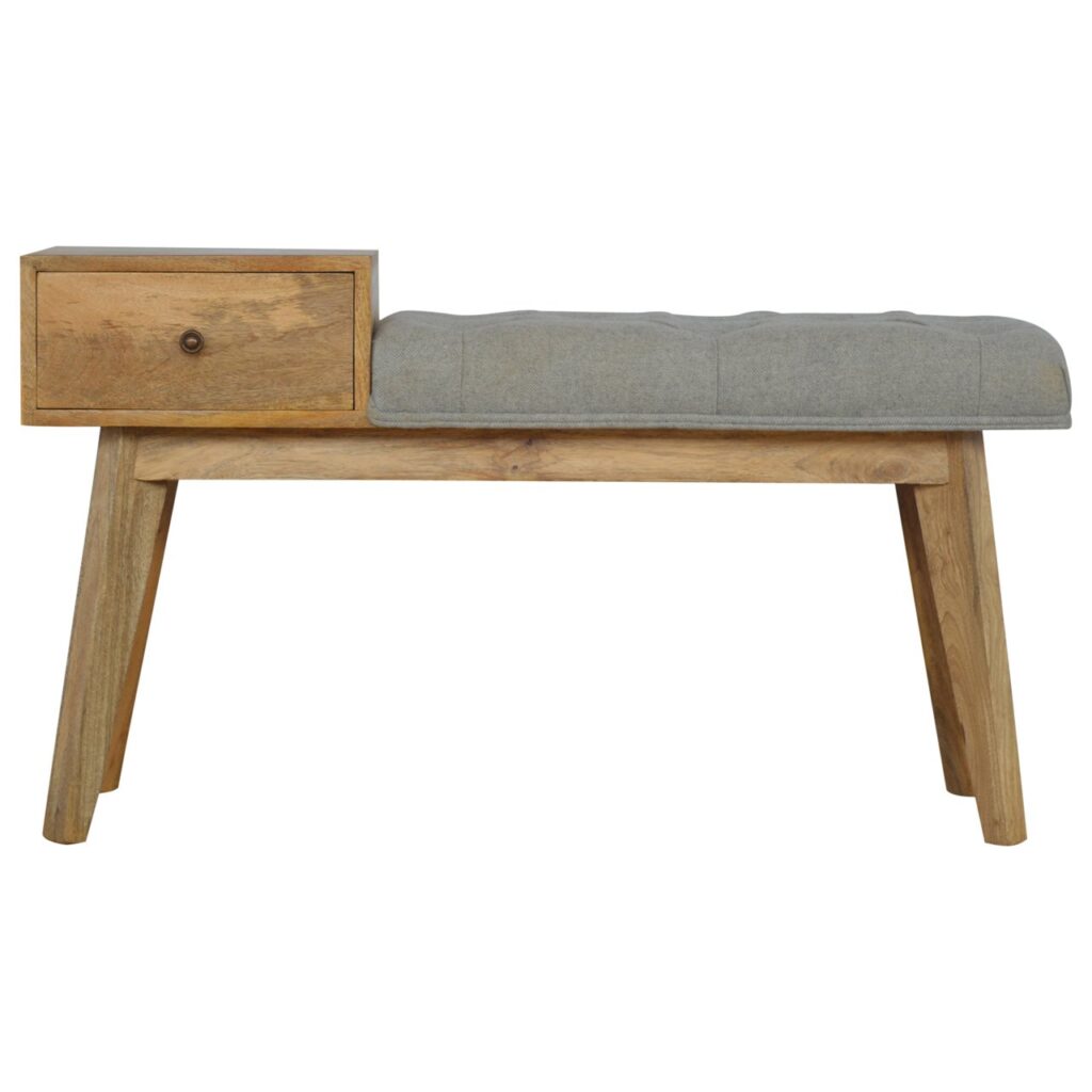 Canada Grey Tweed Bench with 1 Drawer Suppliers