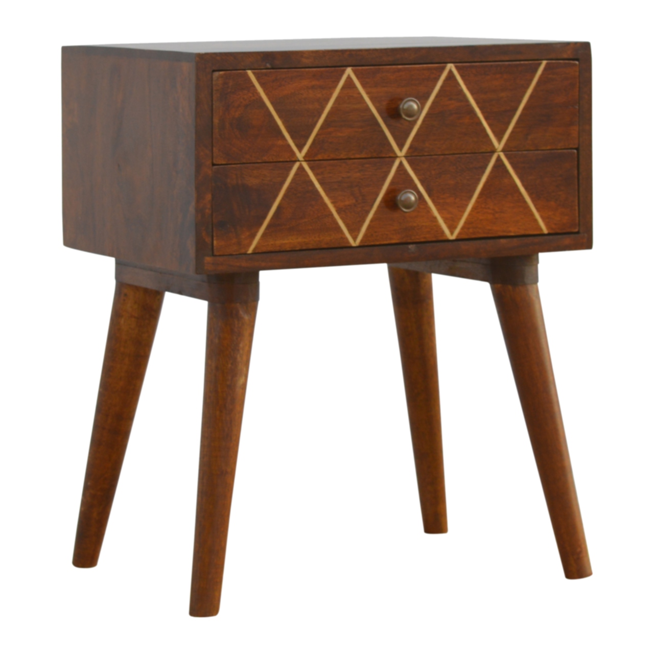wholesale Geometric Brass Inlay 2 Drawer Nightstand for resale