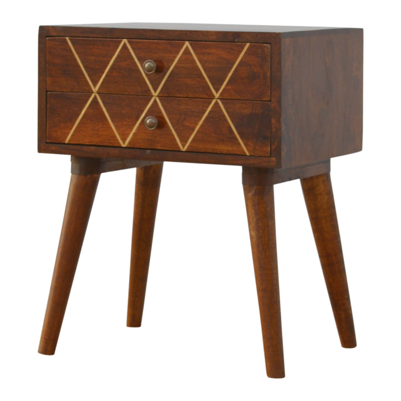 Geometric Brass Inlay 2 Drawer Nightstand wholesalers