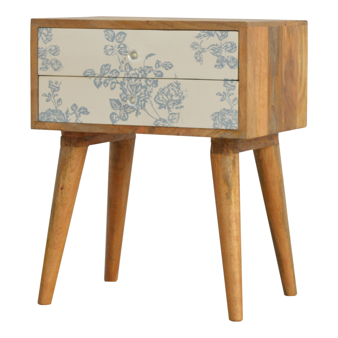 Blue Floral Screen Printed Nightstand - Image 3