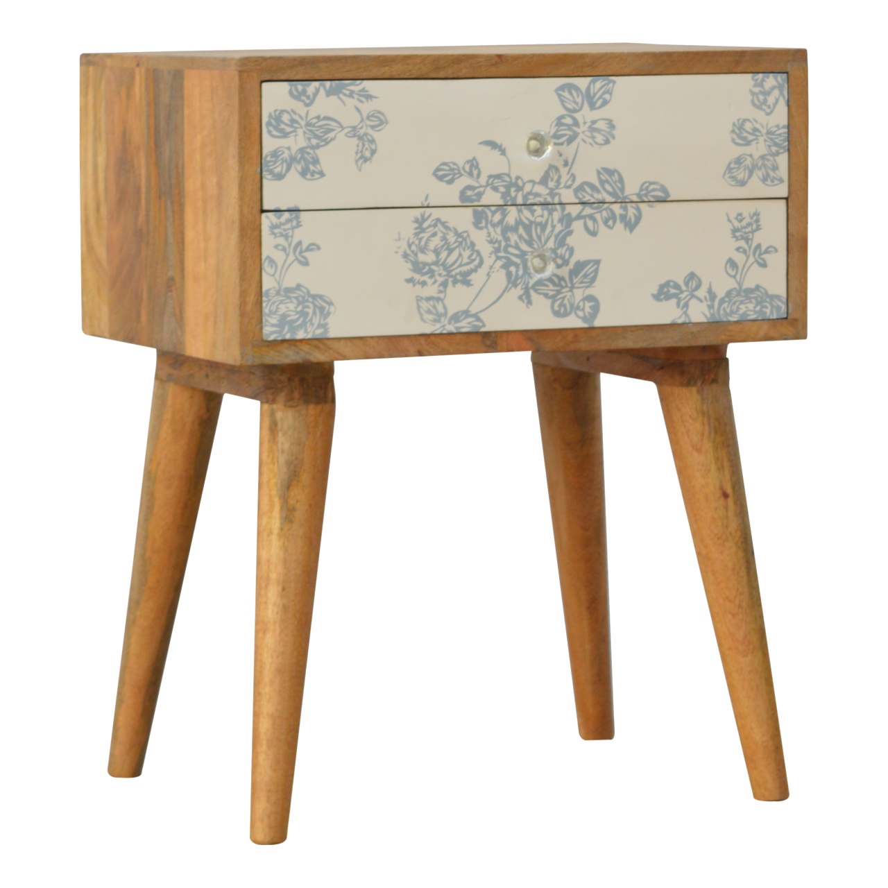 Blue Floral Screen Printed Nightstand - Image 4