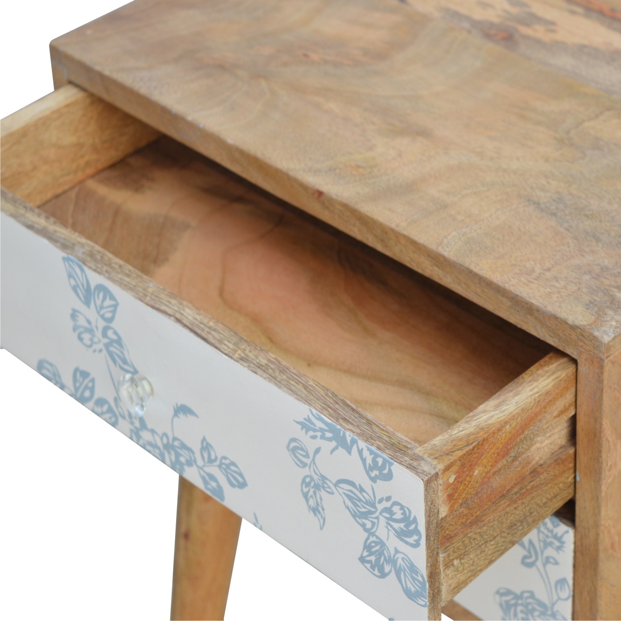Blue Floral Screen Printed Nightstand - Image 5