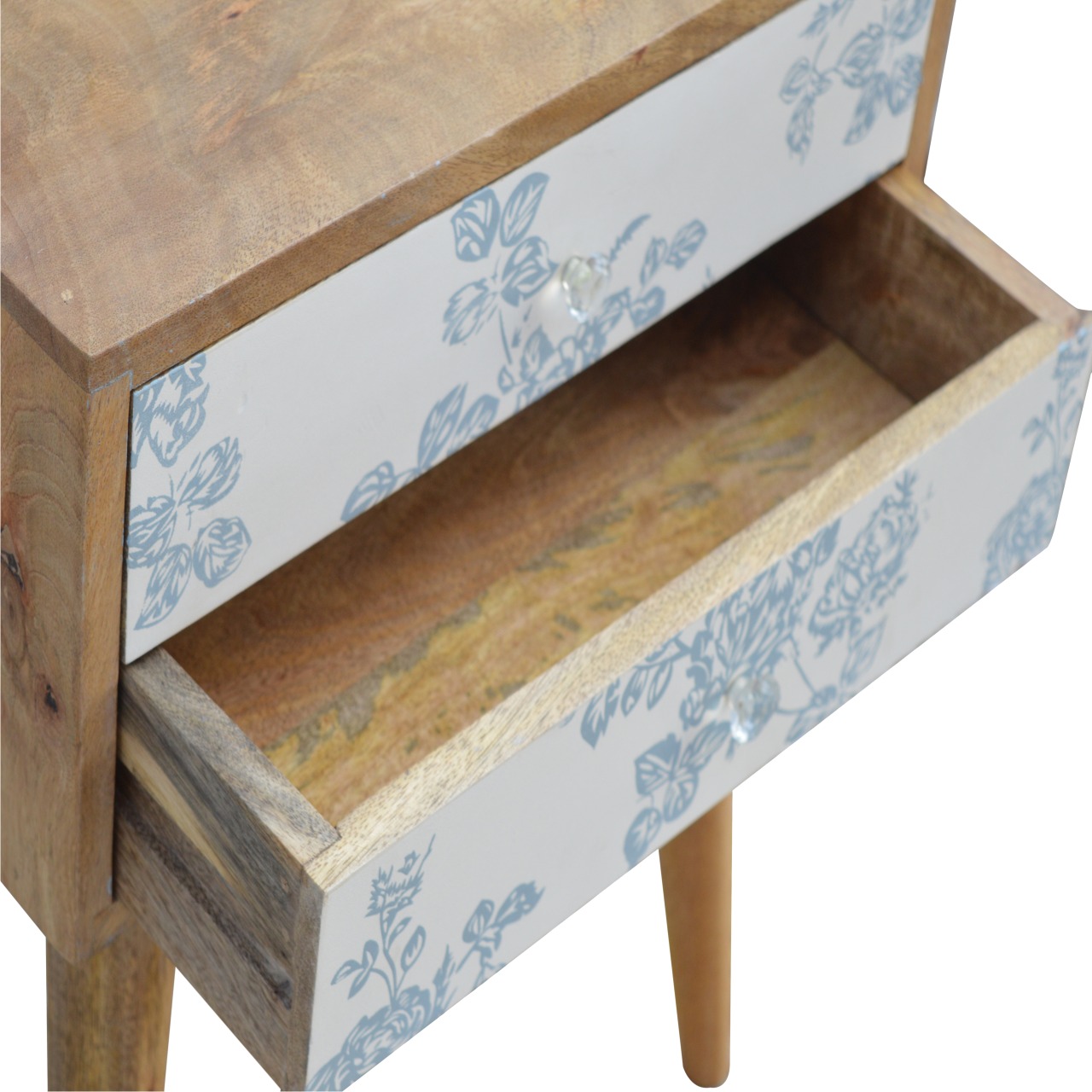 Blue Floral Screen Printed Nightstand - Image 6