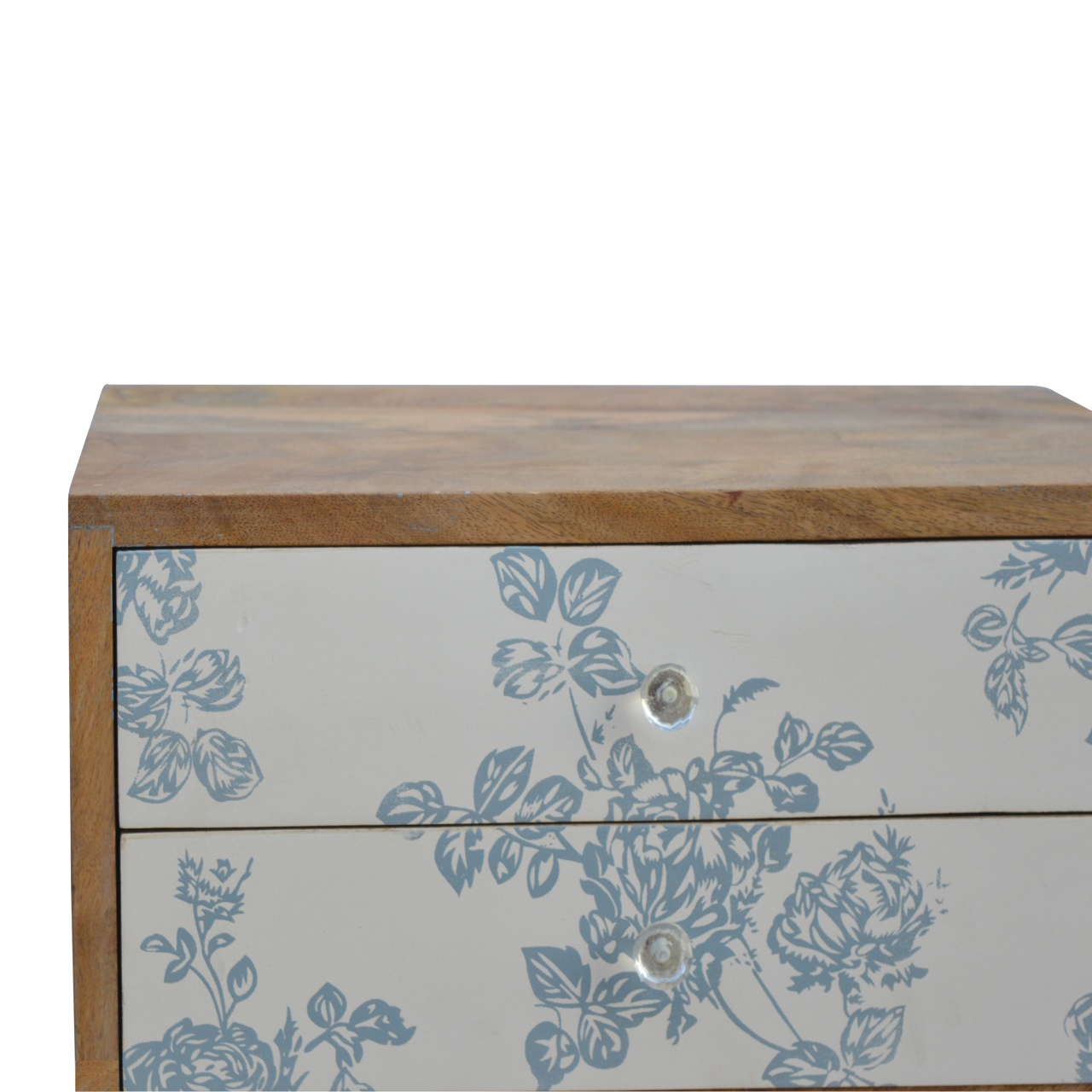 Blue Floral Screen Printed Nightstand - Image 7
