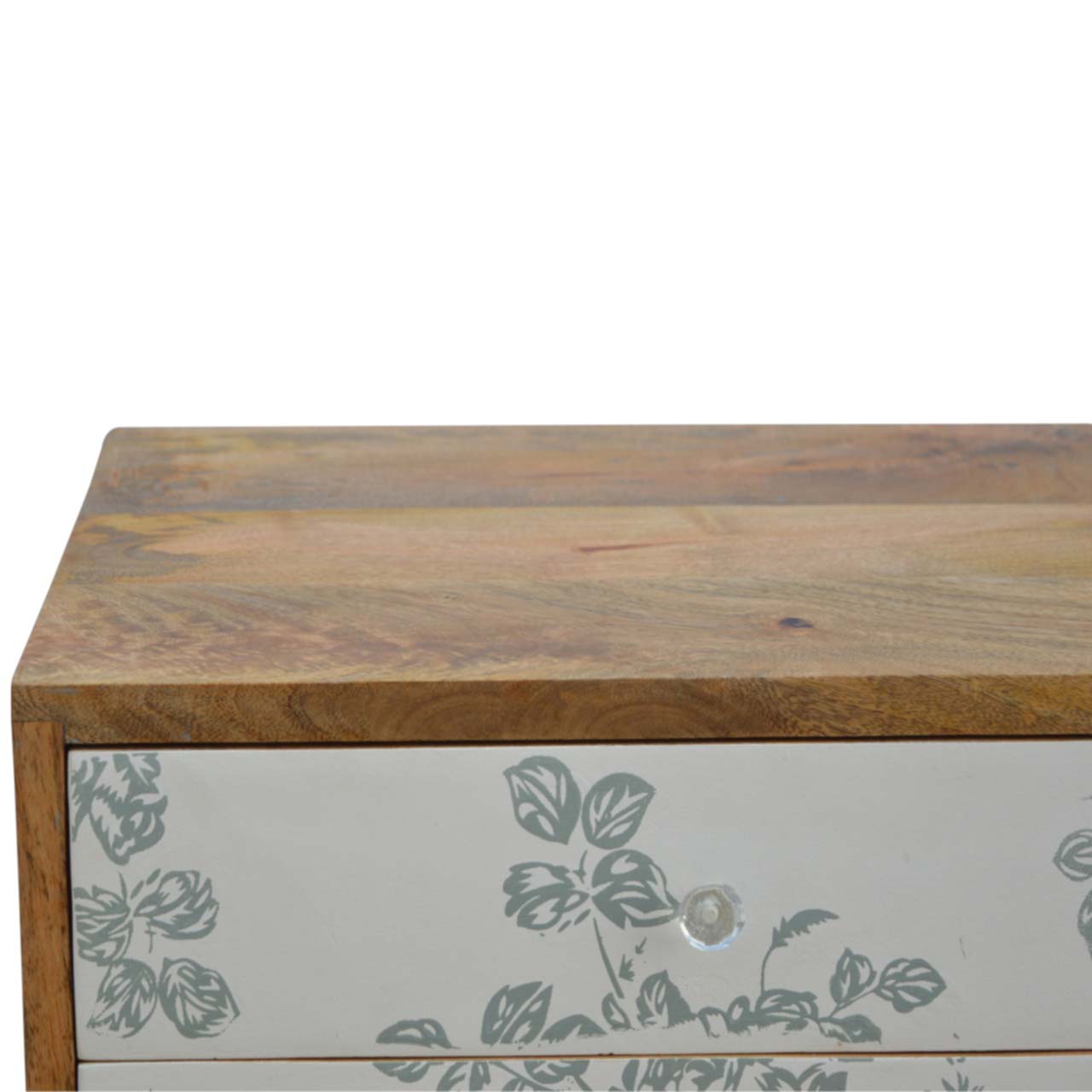 Green Floral Screen Printed Nightstand - Image 6
