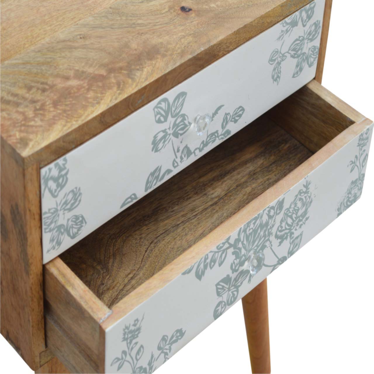 Green Floral Screen Printed Nightstand - Image 7