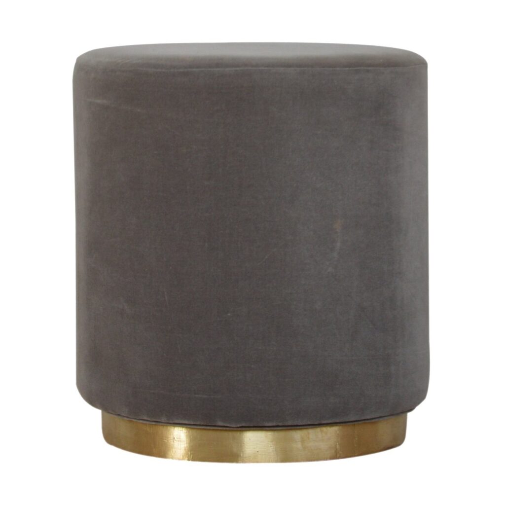 Canada Gold Base Grey Velvet Footstool Suppliers