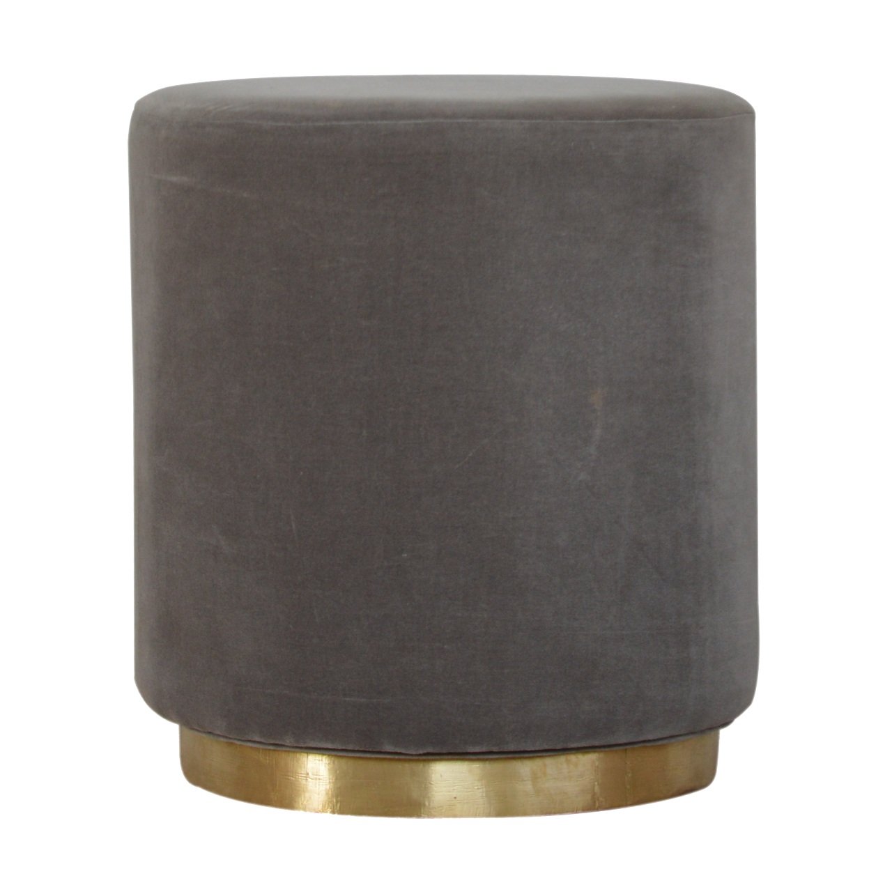 Canada Gold Base Grey Velvet Footstool Suppliers